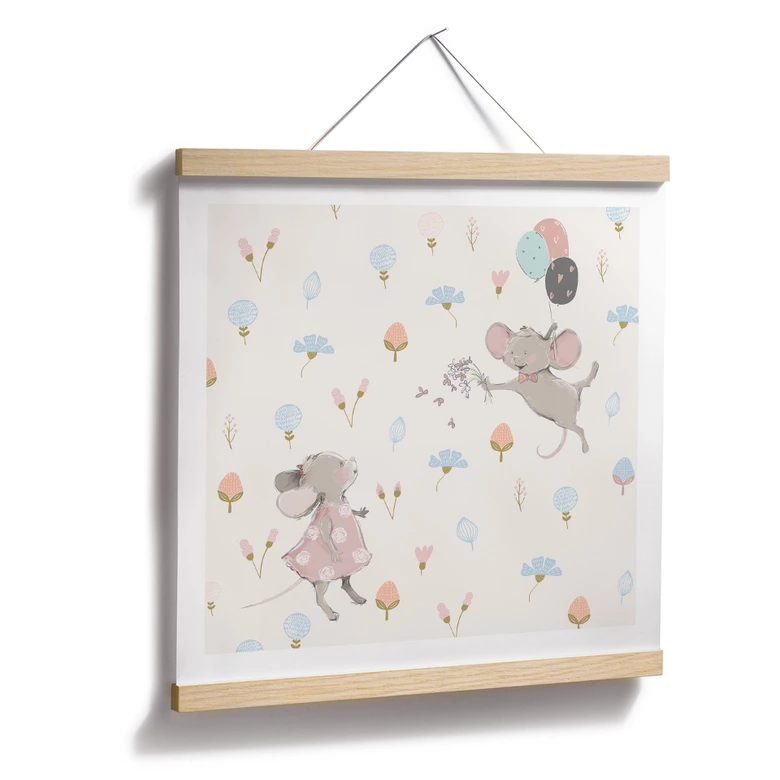 Poster Kleine Mäuse mit Luftballons - UN Designs 