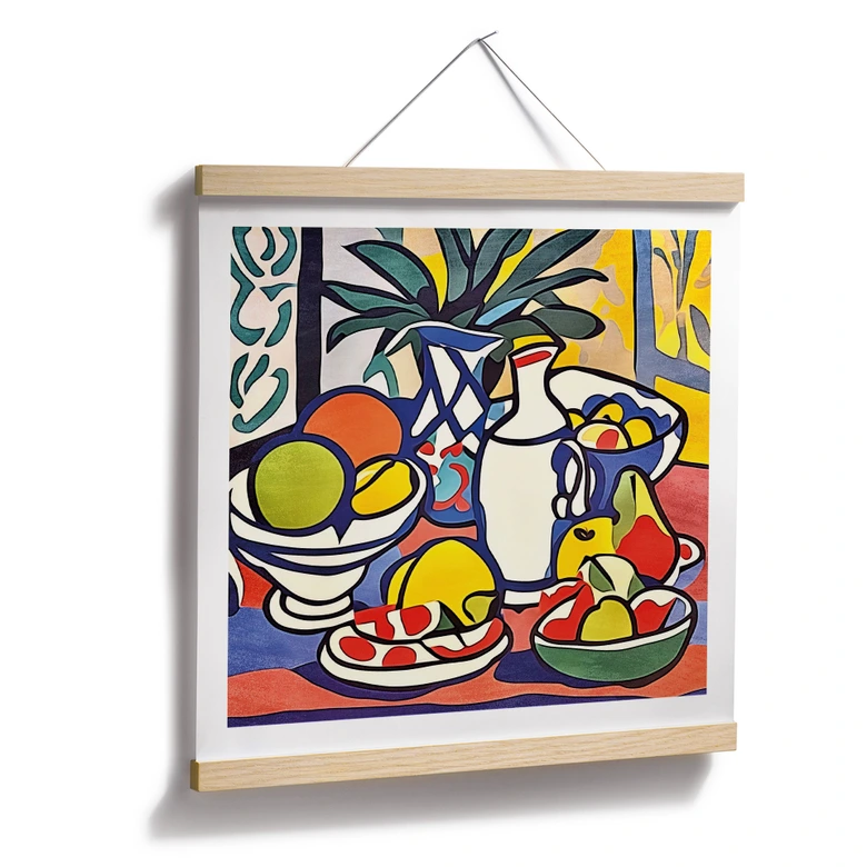 Poster Milch und Obst - Inspiriert von Matisse - Zamart - Quadratisch 