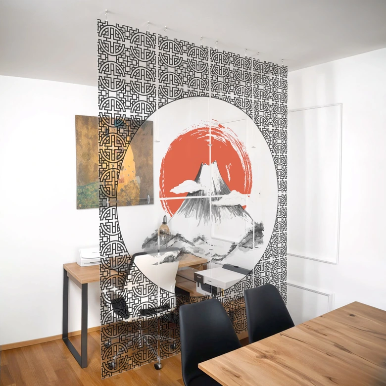 Divisorio, schermo, schermo appeso per la privacy Paesaggio giapponese - 8 pezzi 