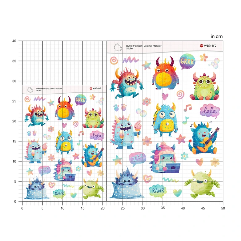 Autocollants Monstres colorés 