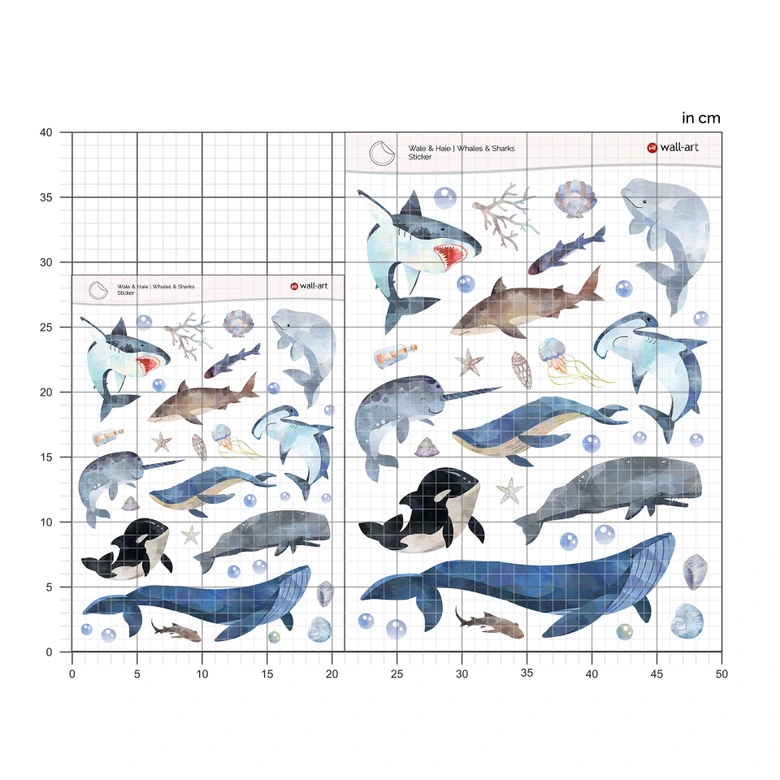 Autocollants Baleines & Requins 