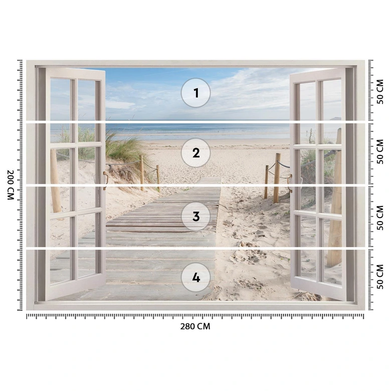 Fototapete Fensterblick Strand Meer Natur 