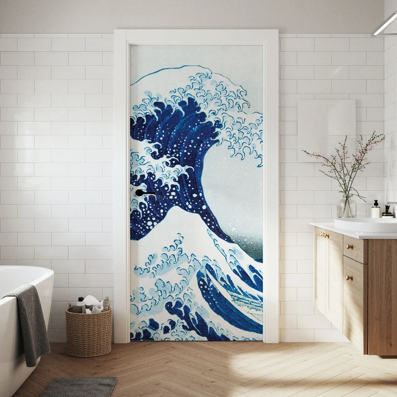 Door film The Great Wave of Kanagawa - Hokusai - Self-adhesive door decoration 