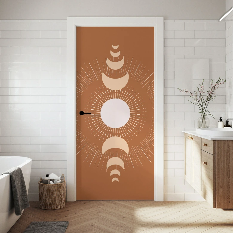 Door foil moon cycles sun and moon in harmony - KsanaKalpa - Self-adhesive door decoration 