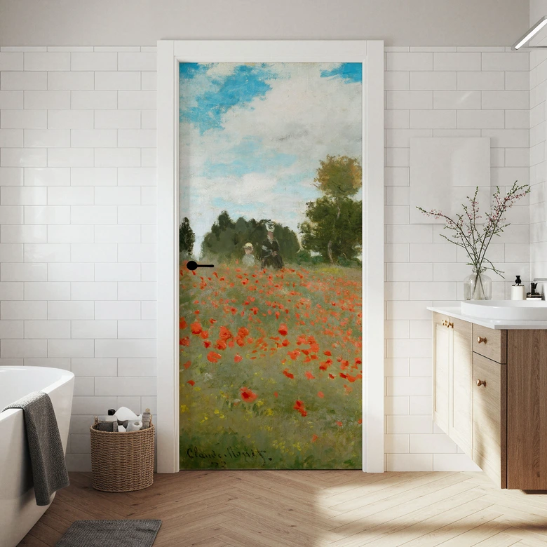Türfolie Mohnfeld bei Argenteuil - Monet - Selbstklebende Türdeko 