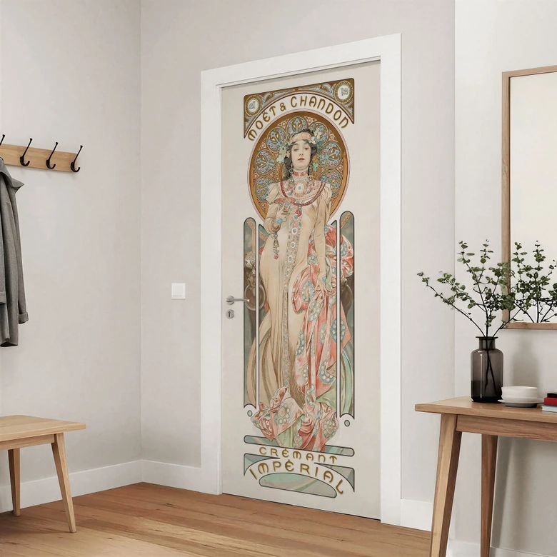 Moët and Chandon Dry Imperial door film - Mucha - Self-adhesive door decoration 
