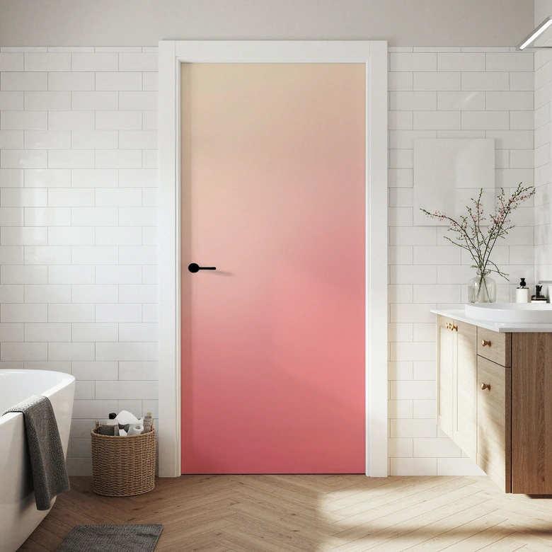 Türfolie Ombre Pinkfarbene Sonne - Selbstklebende Türdeko 