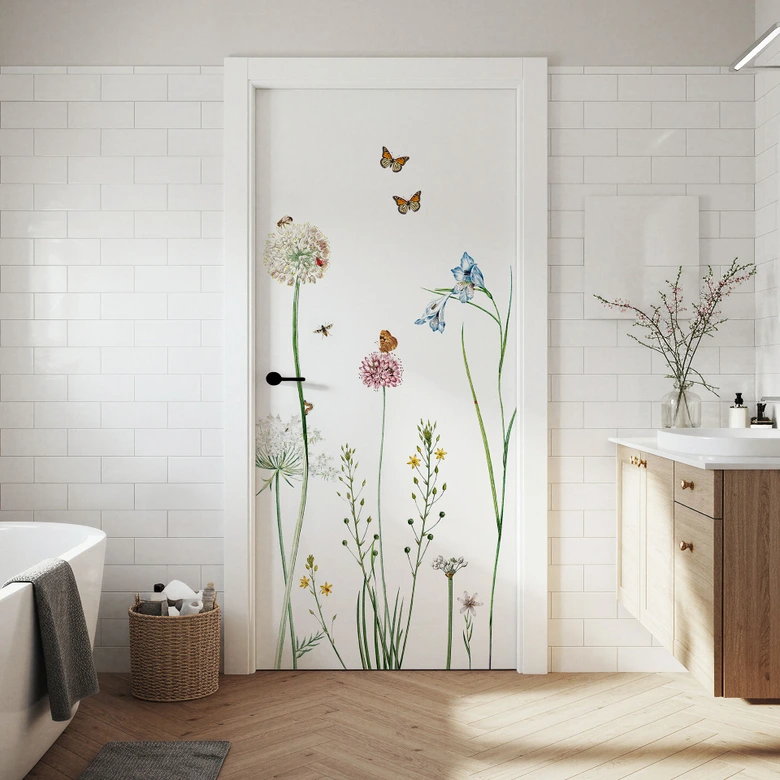 Butterfly meadow door film - Sir Edward - Self-adhesive door decoration 