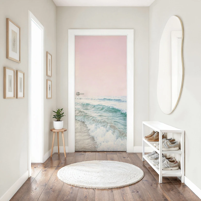 Door film Pink sky over the sea - Sisi & Seb - Self-adhesive door decoration 