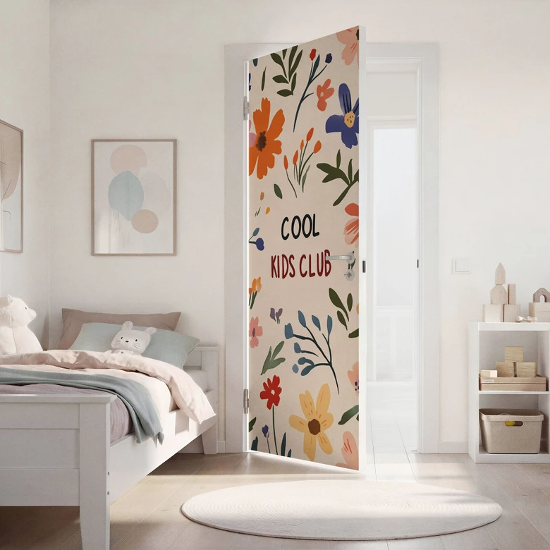 Türfolie Kinderzimmer - Cool Kids Club Bunte Blumen - Treechild 