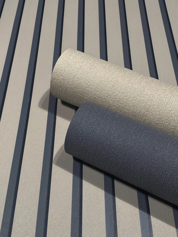 Carta da parati non tessuta a strisce grigie beige per il soggiorno, camera da letto, ufficio di Marburg 