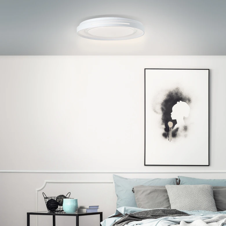 Wand- und Deckenleuchte Aurora, metallic/weiß, Ø 48,5 cm, Lampe 