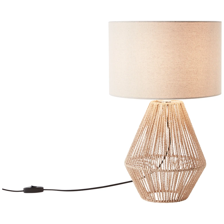 Tischleuchte Konrad, beige, 52 x 33 cm, Textil Nachttischlampe, dimmbar 