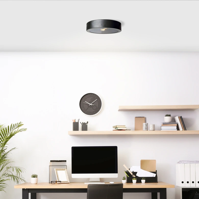 Deckenleuchte Miriam, schwarz, Ø 31 cm, Metall Moderne Deckenlampe 