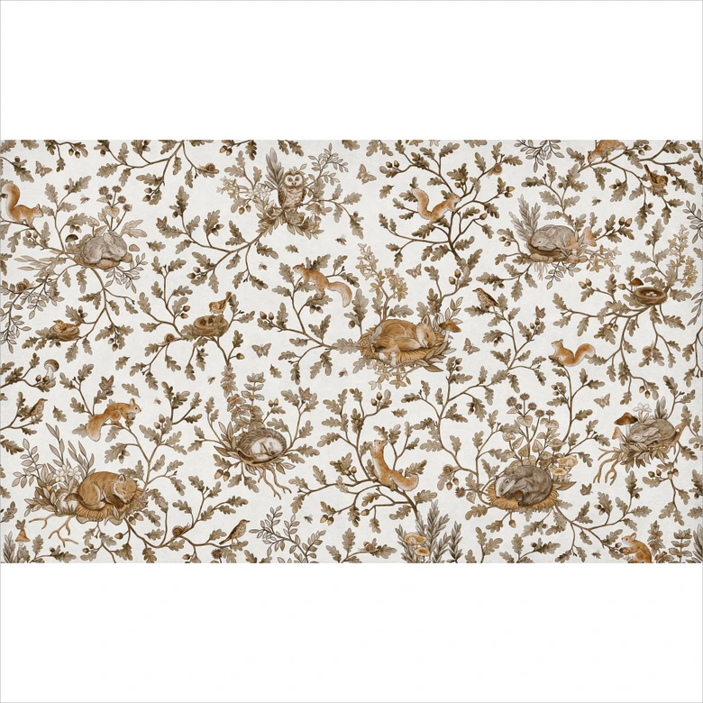 Fototapete Schlafende Waldtiere auf Zweigen - Kikki Belle 