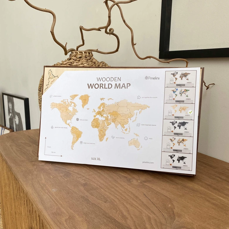 3D Holz-Puzzle Weltkarte mit Ländernamen 