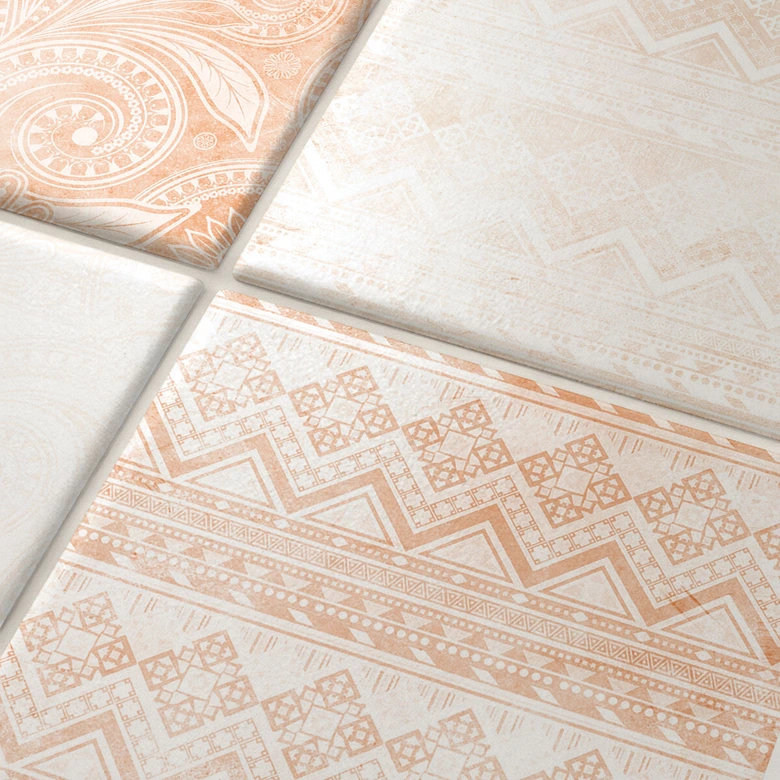 Tile stickers Bohemian in peach colour set of 12 