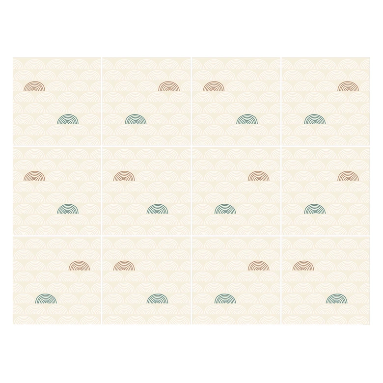Fliesenaufkleber Boho - Fächer creme rotbraun grün - 12er Set 