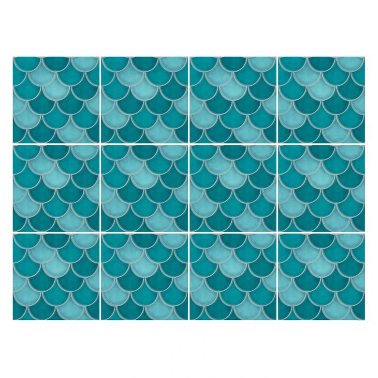 Tegelstickers Turquoise Schubben (12 stuks) 