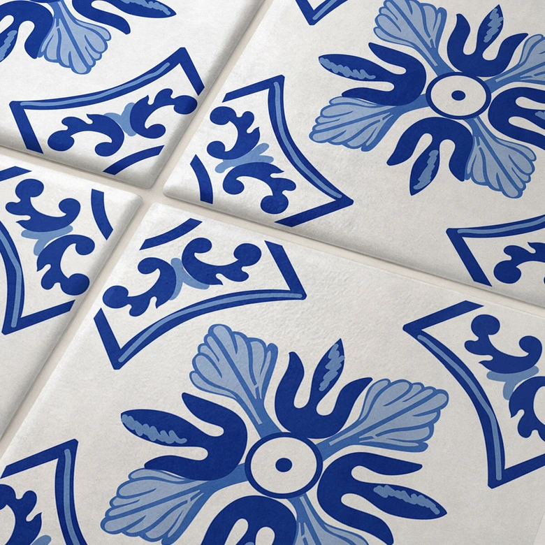 Fliesenaufkleber Hollandkachel Blume - 12er Set 