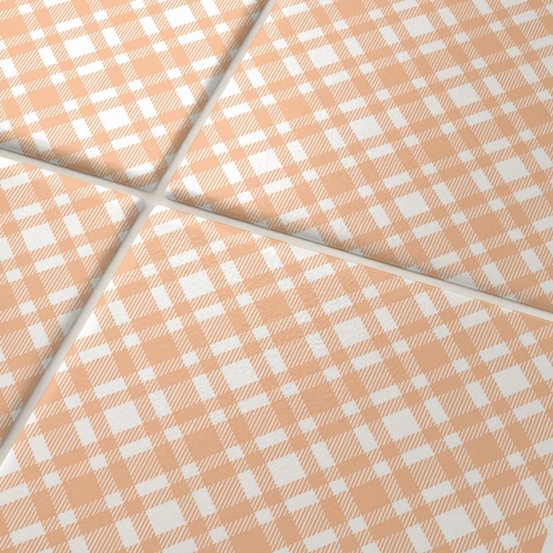 Tile stickers checkered pattern in peach-white - set of 12 
