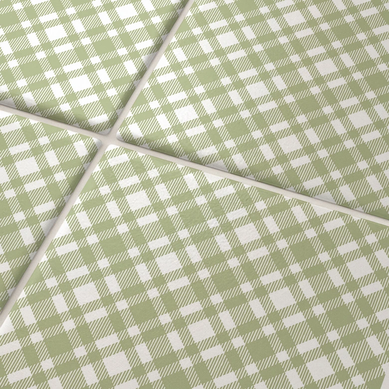 Tile stickers checkered pattern in pistachio white - set of 12 