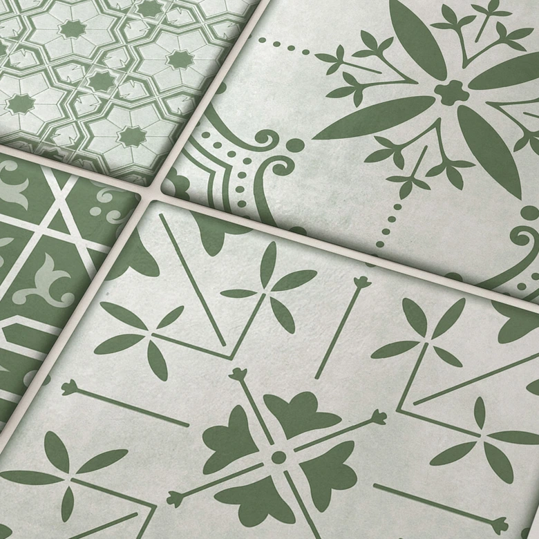 Tegelstickers Ornamenten Groen 02 (set van 12) 