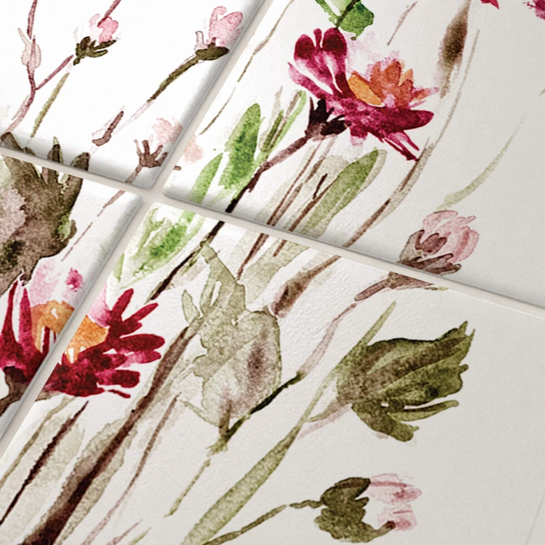 Stickers pour carrelage Fleurs rouges - Set de 12 