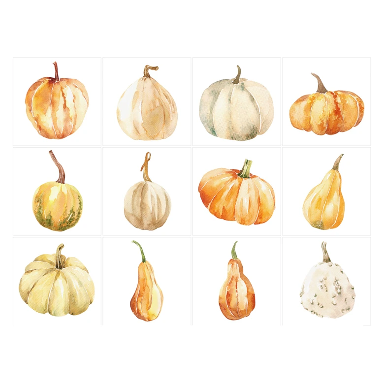 Sticker pour carrelage Aquarelle - Potiron - Set de 12 