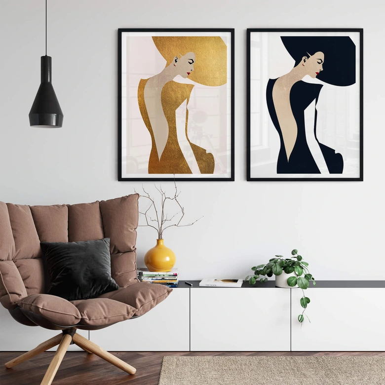 Poster Kubistika - Die Dame im schwarzen Kleid 