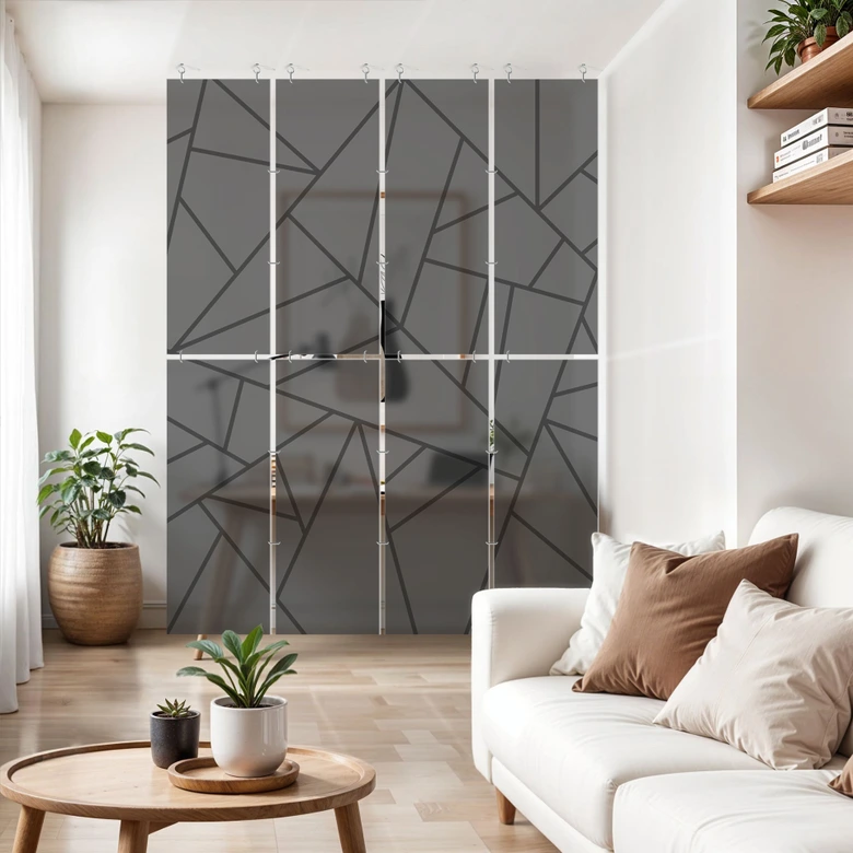 Séparation de pièce, paravent, paravent suspendu Grille noire 