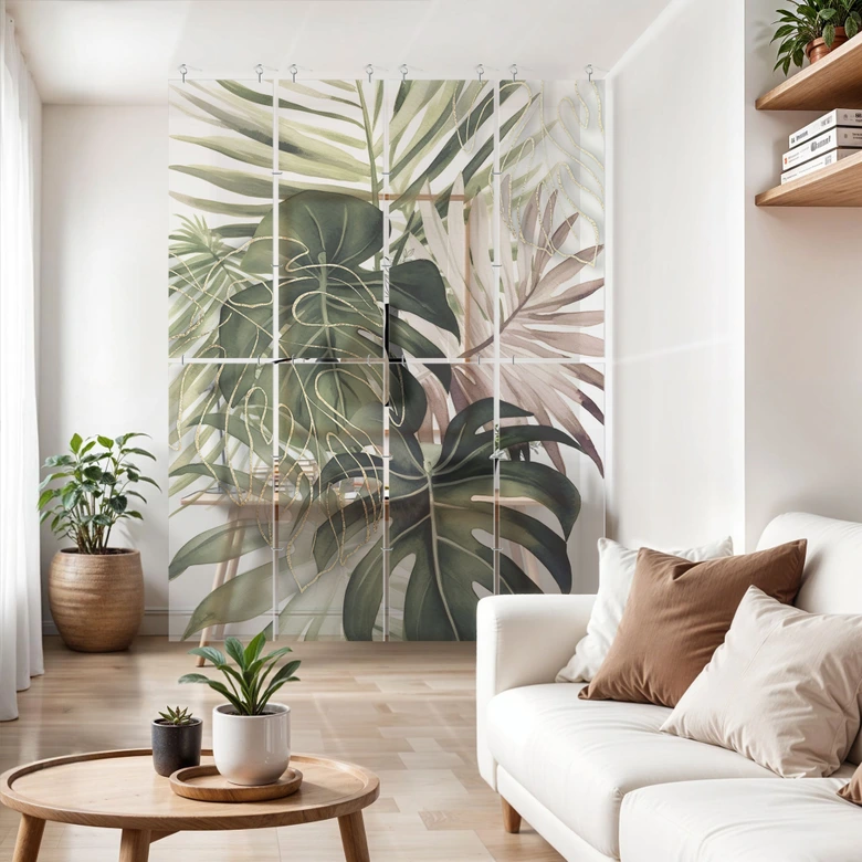 Séparation de pièce, Paravent, Paroi suspendue Feuilles tropicales - Boho - Haase 