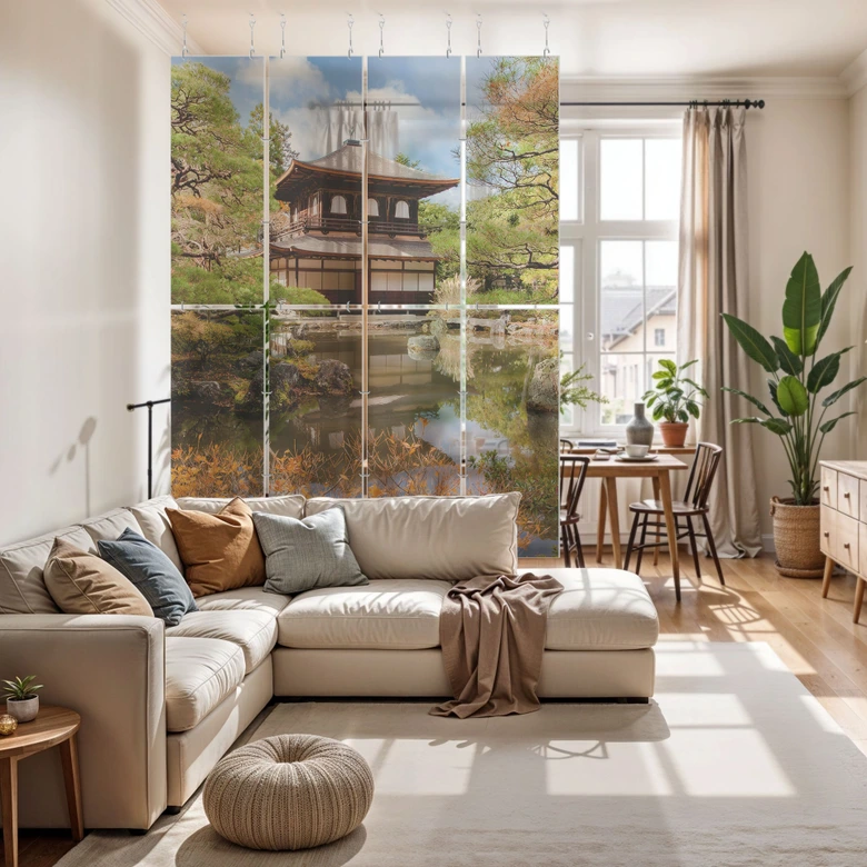 Divisorio per ambienti, schermo, schermo appeso per la privacy Tempio giapponese 