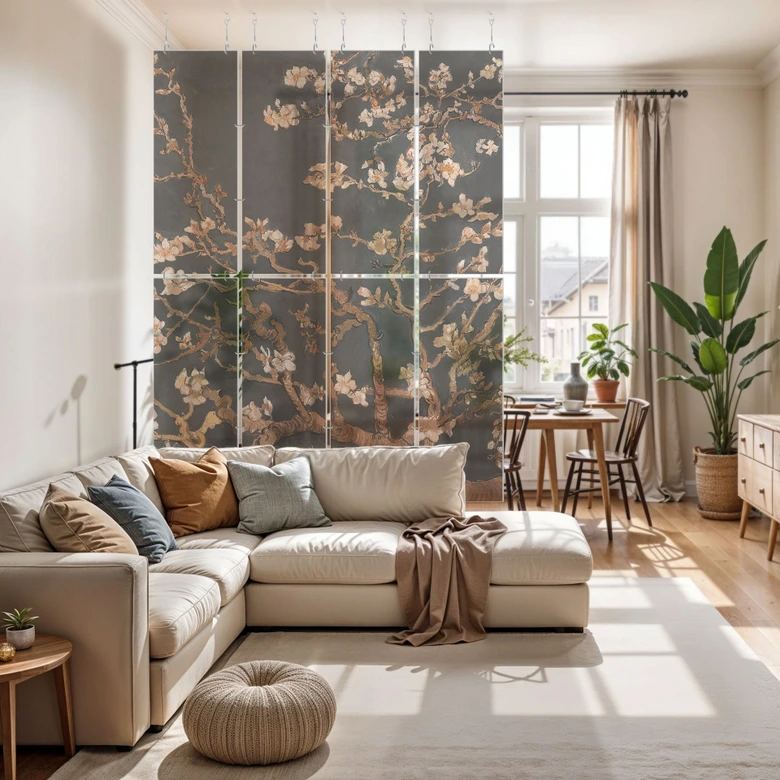 Séparation de pièce, paravent, paravent suspendu Fleur d'amandier automnale - Van Gogh 