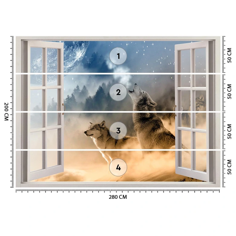 Fototapete Fensterblick Wolf Tier Natur Abstrakt 