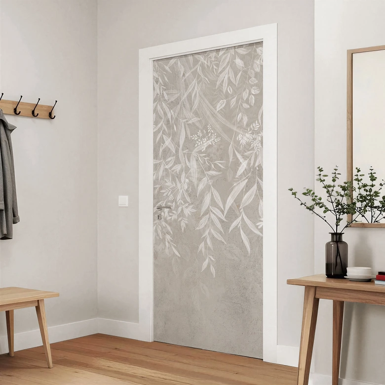 Türfolie Elegante Weidenzweige in Beige - Ms Tiff - Selbstklebende Türdeko 