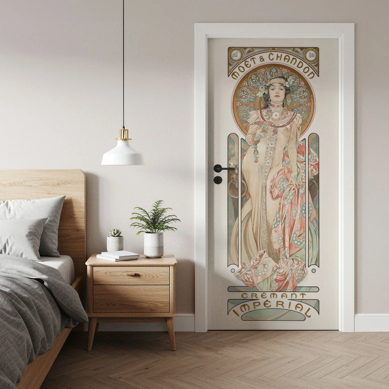 Moët and Chandon Dry Imperial door film - Mucha - Self-adhesive door decoration 