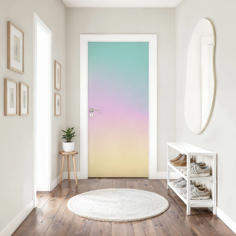 Türfolie Ombre Bunter Pastellhimmel - Selbstklebende Türdeko 