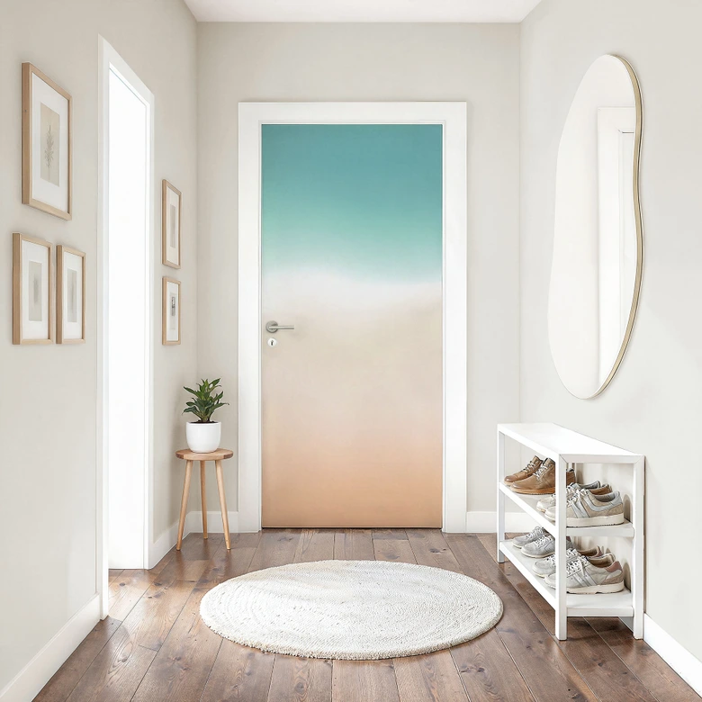 Ombre waves on the beach door film - Self-adhesive door decoration 
