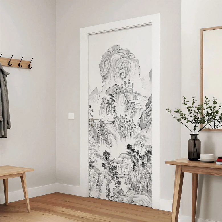 Japanese landscape door film - Tenju - Self-adhesive door decoration 