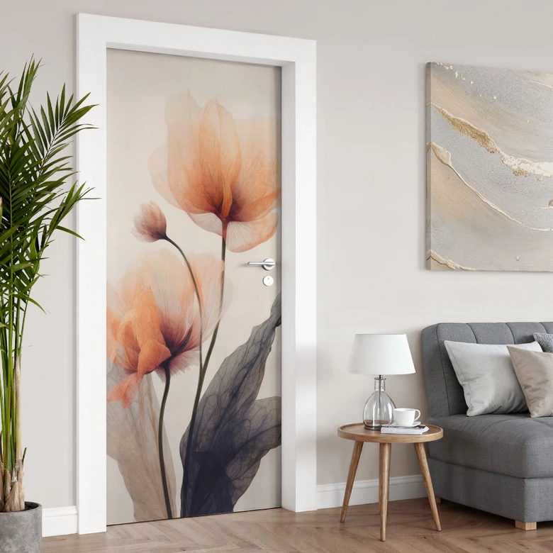 Door foil Delicate flowers - Treechild - Self-adhesive door decoration 