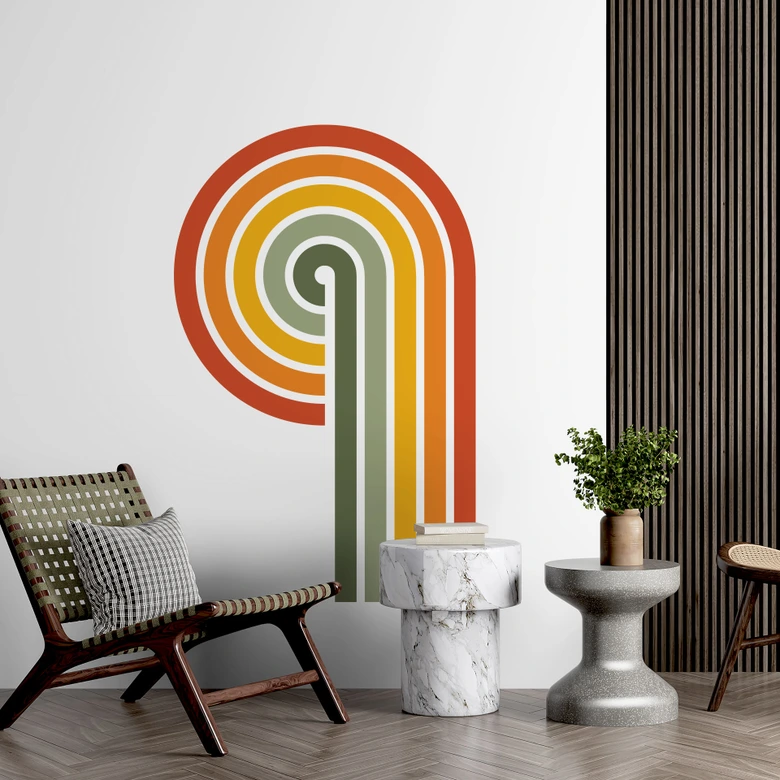 Wandtattoo Retro Streifen Form Set (3-teilig) | Regenbogenfarben 