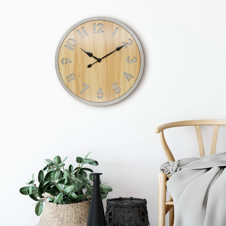 MDF Wanduhr in Holzoptik - Rund Ø50 cm 