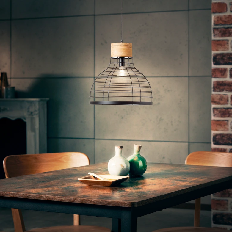 Pendelleuchte Annelie, braun, 135 x 47 cm, Holz Pendellampe 
