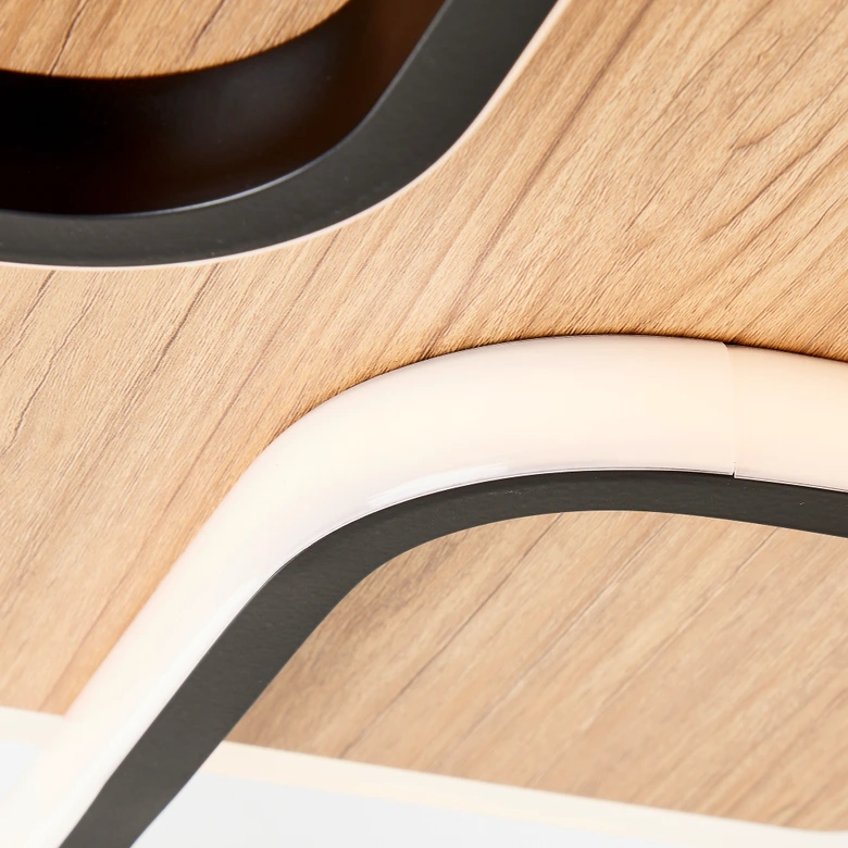 Deckenleuchte Fabiana, schwarz/braun, 62 x 62 cm,  Holz und Metall Innenleuchte 