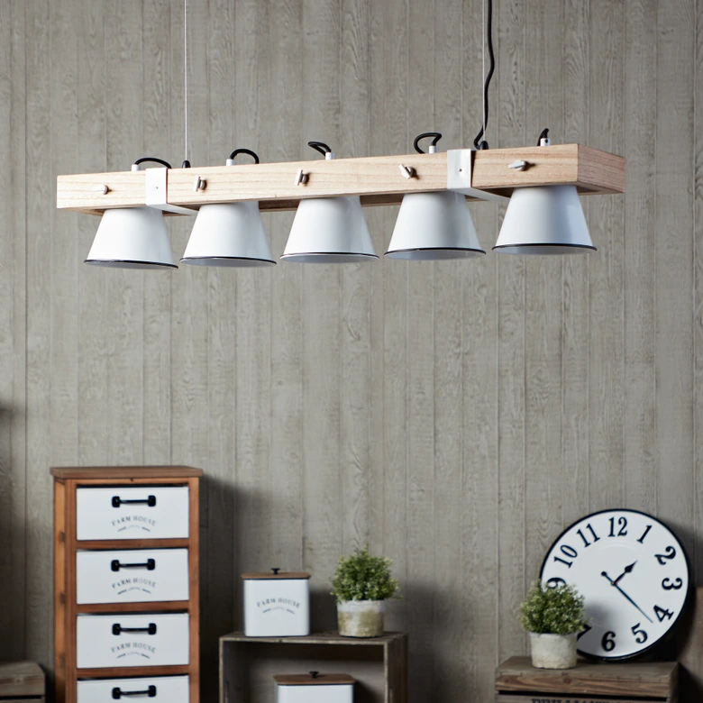 Pendelleuchte Maria, beige, 115 x 95 cm, Holz Pendelleuchte 