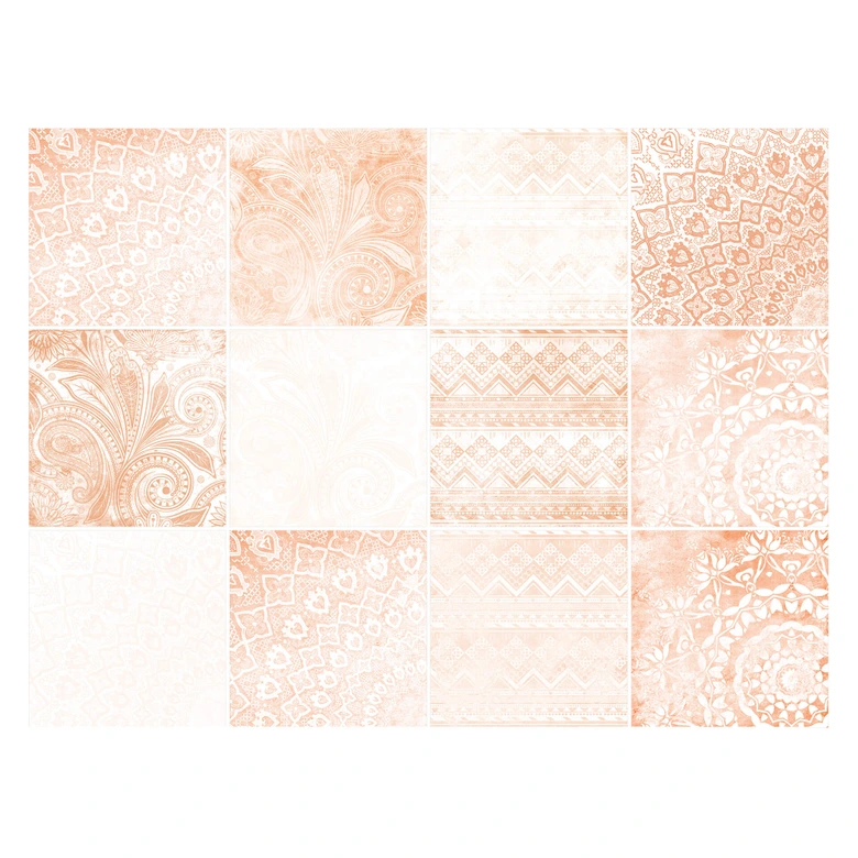 Tile stickers Bohemian in peach colour set of 12 