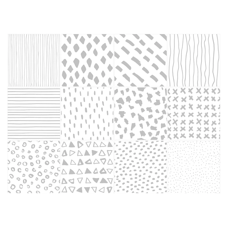 Fliesenaufkleber Formen - grau - 12er Set 