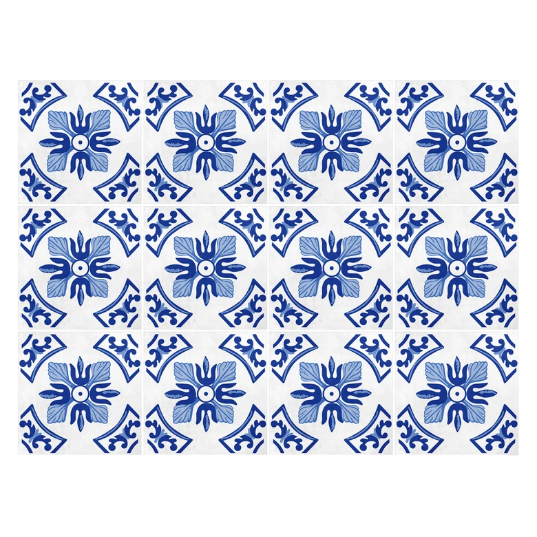 Fliesenaufkleber Hollandkachel Blume - 12er Set 