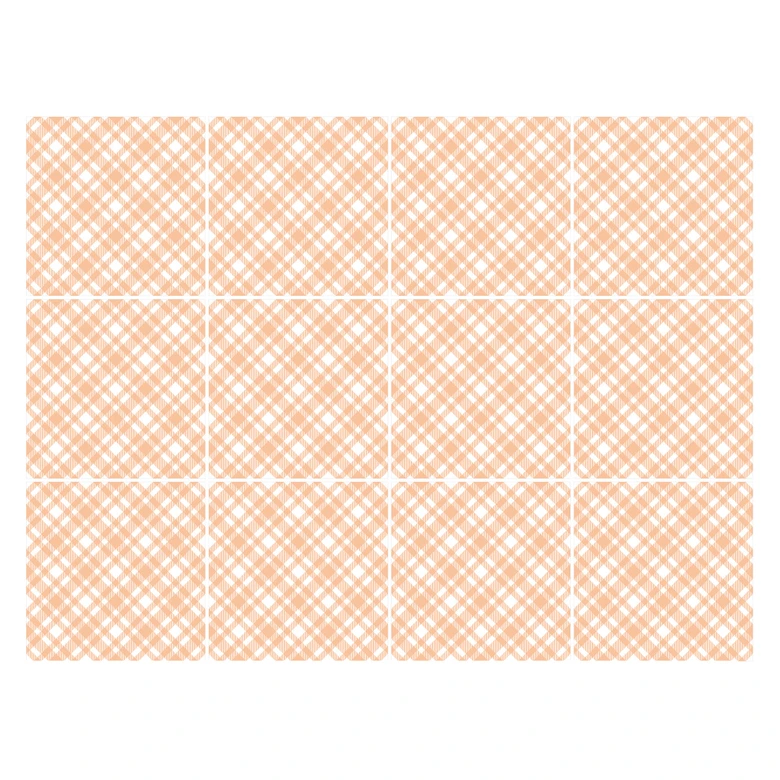 Tile stickers checkered pattern in peach-white - set of 12 